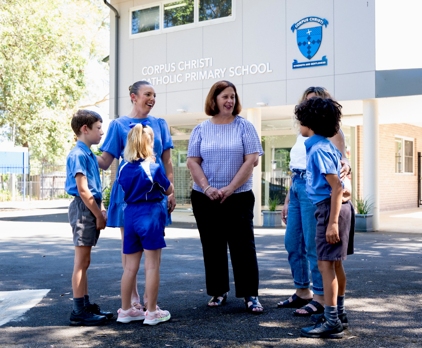 Teacher talking to students