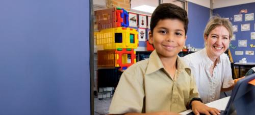 teacher with children