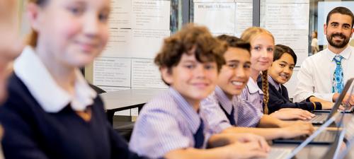 students with teacher